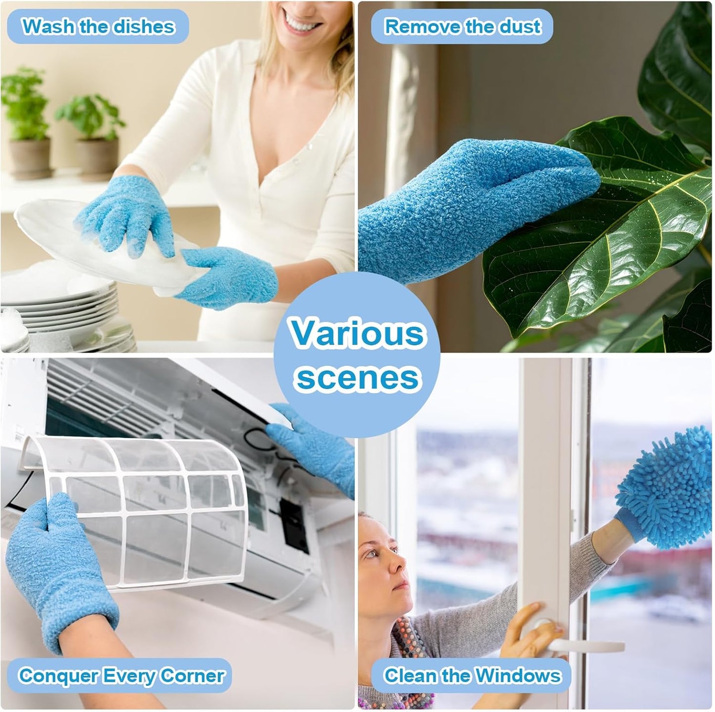 3 Pcs Microfiber Dusting Mitt Gloves Microfiber Plant Cleaning Gloves for Leaf Cleaning Plant Blinds Furniture House (Deep Pink)