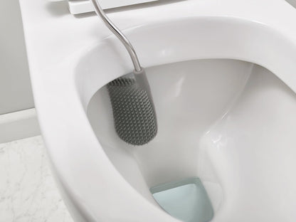 Joseph Joseph Flex Hygienic Silicone Toilet Brush with Slim Holder Set, Flexible Anti-drip, Anti-Clog Deep Clean Head - Stainless Steel