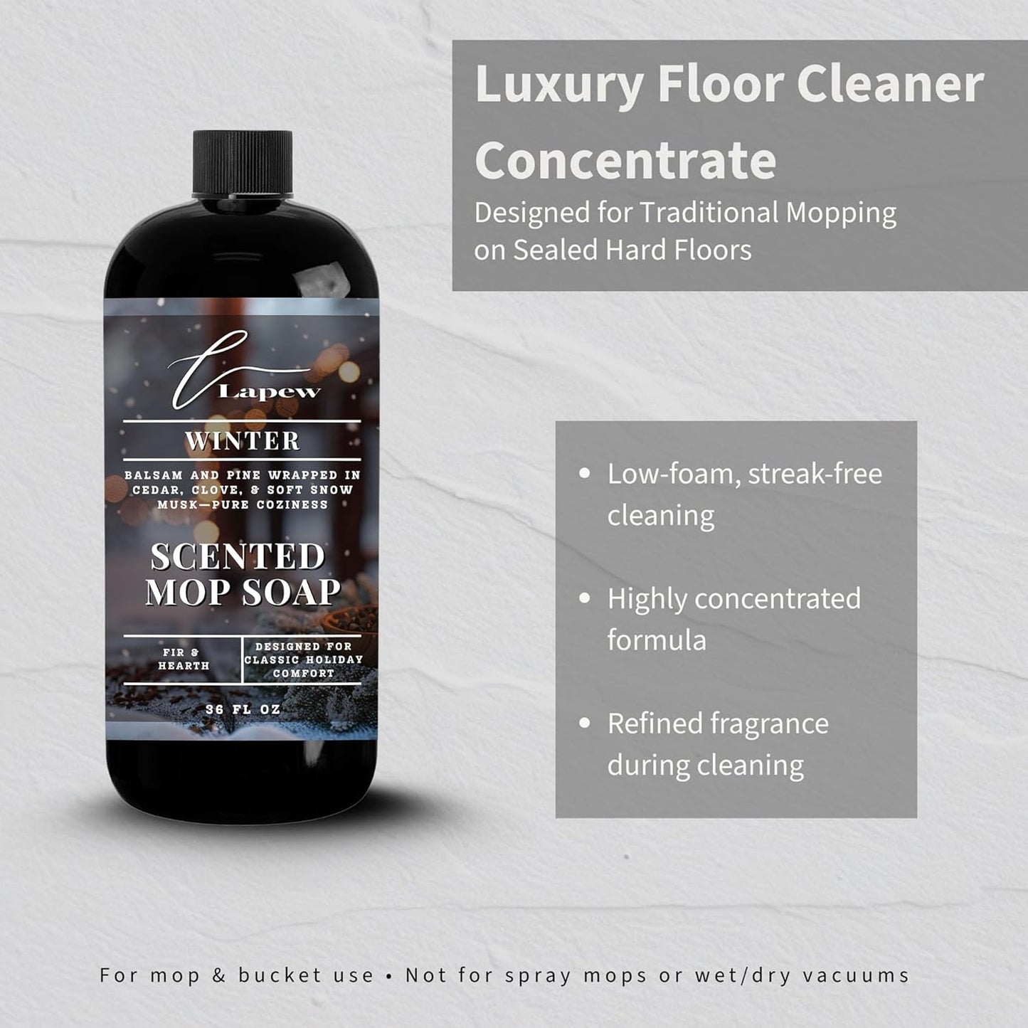 Lapew Baccarat Scented Mop Soap - Luxury Floor Cleaner Concentrate for Mopping Tile, Laminate, Vinyl & Hardwood | Streak-Free, Low-Foam | 36 oz - Colors A