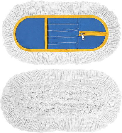Commercial Dust Mop for Floor Cleaning - Industrial Wet Dry Broom with 2 Washable Mops Pads for Hardwood Vinyl Laminate Floors Warehouse Courtyard Cleaning,16 Inch,Blue