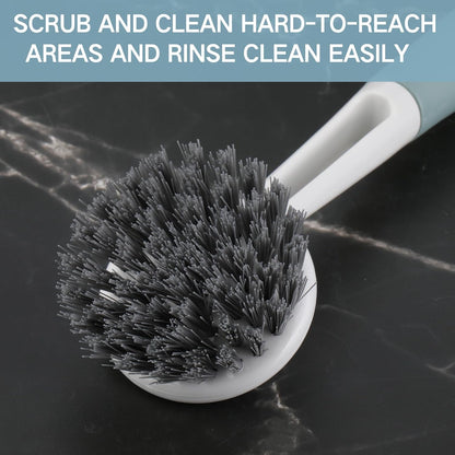 Patelai 12 Pack Kitchen Scrub Dish Brush with Long Handle Dish Scrubber with Stiff Bristles Scrub Brushes for Kitchen Dishes Washing Tools, Pots, Pans and Sink Cleaning (Celadon)