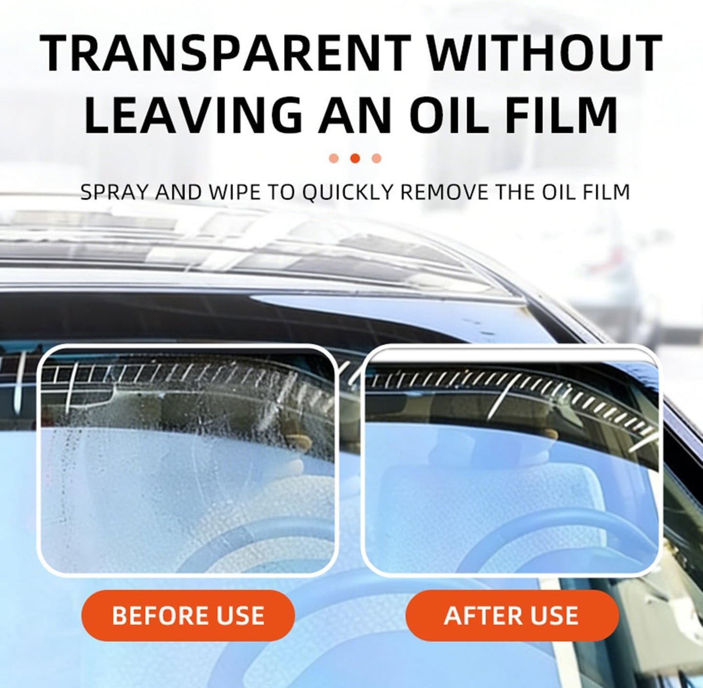 Glass Emulsion Cleaner, Car Glass Oil Film Remover, Roll-On Glass Guard with Brush, Anti-Fog Windshield Cleaner Removes Oil Grease Fog for Clear Driving Visibility