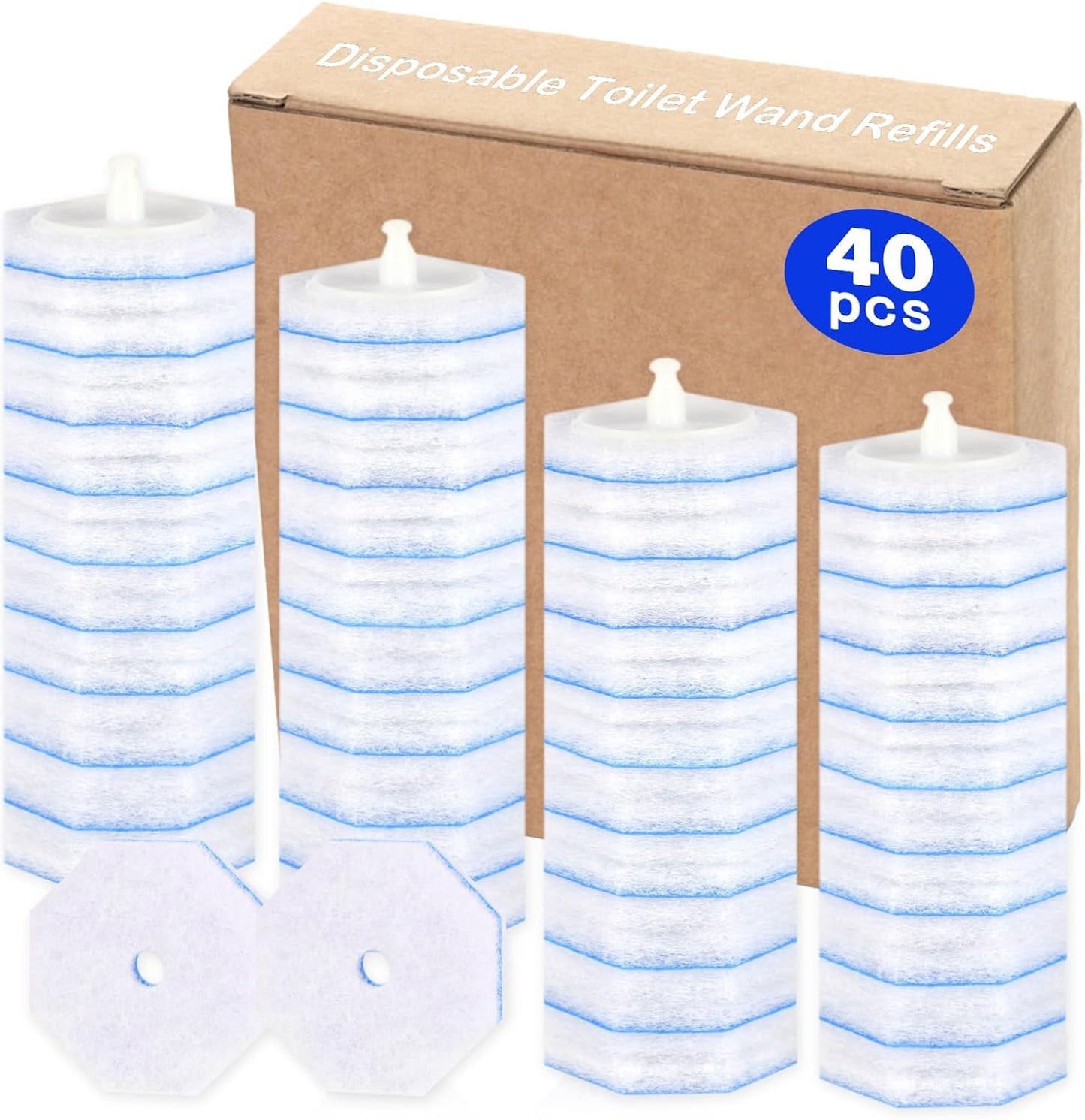 60 Count Disposable Toilet Wand Refills for Toilet Wand, 5X Cleaning Power Scrubber Refill, Bathroom Cleaning Supplies, No Falling Apart, Fresh Fragrance