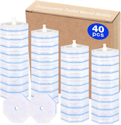 60 Count Disposable Toilet Wand Refills for Toilet Wand, 5X Cleaning Power Scrubber Refill, Bathroom Cleaning Supplies, No Falling Apart, Fresh Fragrance