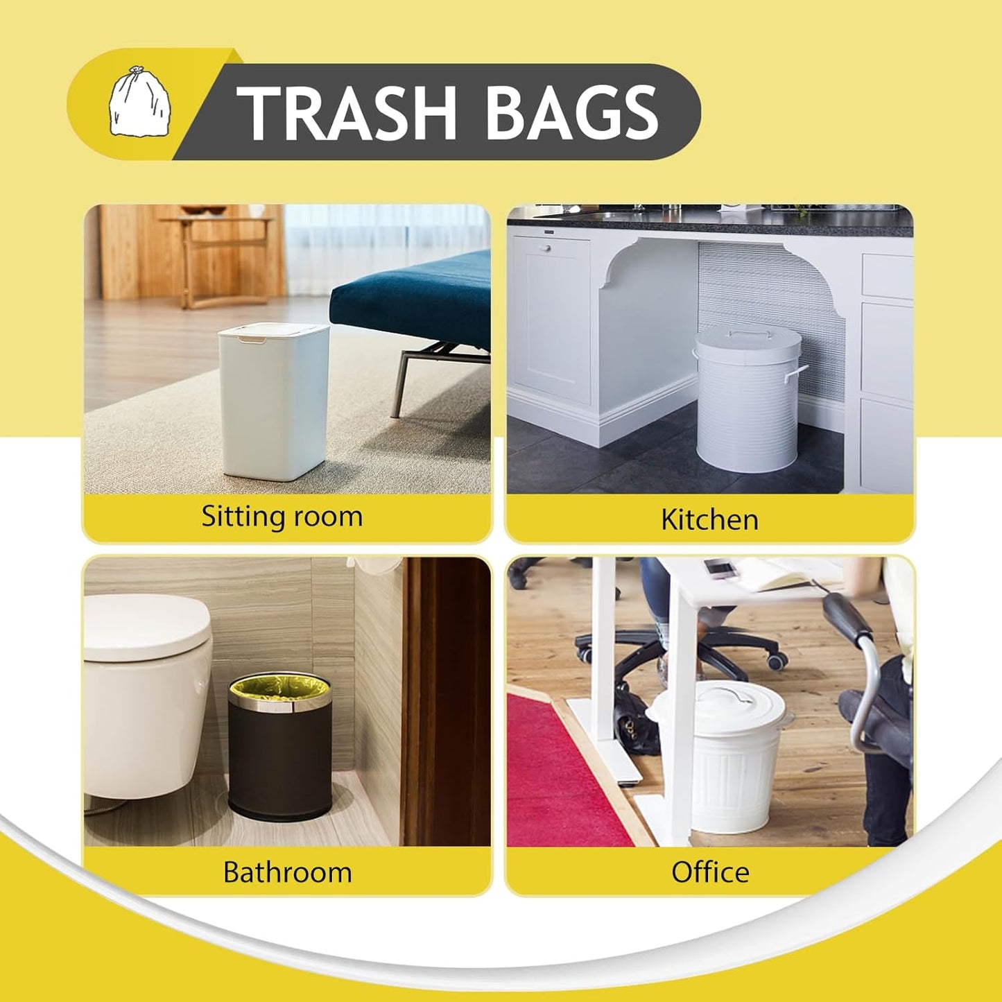 Teivio Small Trash Bags 4 Gallon 120 Counts Garbage Bags, Bathroom Trash Can Bin Liners, Small Plastic Bags for home office kitchen, fit 12-15 Liter, 3,3.5,4.5 Gal, Clear