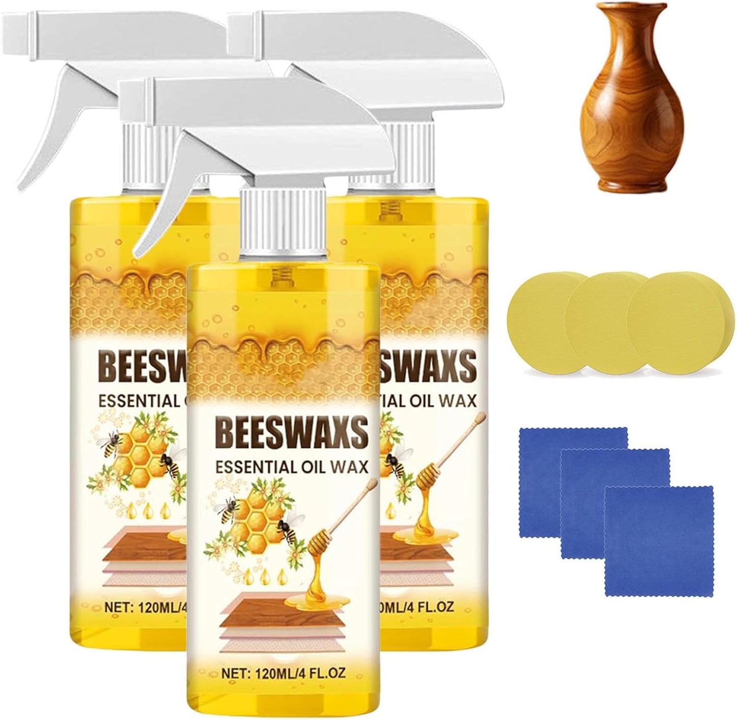 Natural Beeswax Repairing and Care Spray, Beeswax Essential Oil Wax, Wood & Furniture Polish Spray, For Wood Floors, Furniture and Wooden Cabinet (1)