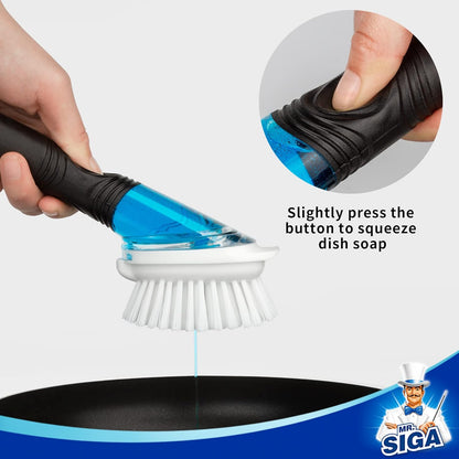 MR.SIGA Soap Dispensing Dish Brush Refills, 4 Pack