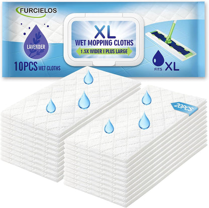 40 Count XL Heavy Duty Wet Mopping Cloths Refill Compatible with Swiffer Sweeper XL Mop, Disposable Wet Pads Refill X-Large Size for Multi-Surface Floor Cleaning, Lavender Scent