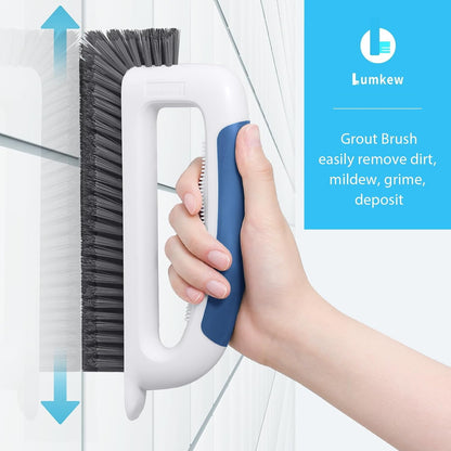 Lumkew Grout Cleaner Brush for Floors Tile Corner, V Shape Stiff Scrubber Cleaning Bathroom Shower, Blue,1 Pcs