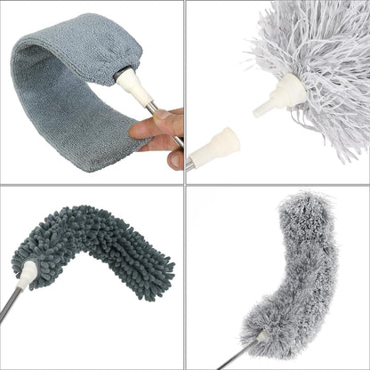 ZZ LAZYCOTTAGE Duster, Microfiber Dusters with 2 Handle Sets, Durable 15-98.1 Inches Long Telescopic Rod, Washable, Feather Dusters for Cleaning Cobweb and Ceilings Fans, 5 Pack (Blue)