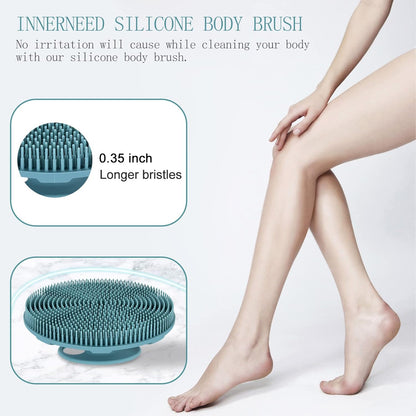 INNERNEED Food-Grade Soft Silicone Body Scrubber Shower Brush Handheld Cleansing Skin Brush, Gentle Exfoliating and Lather Well (Black)