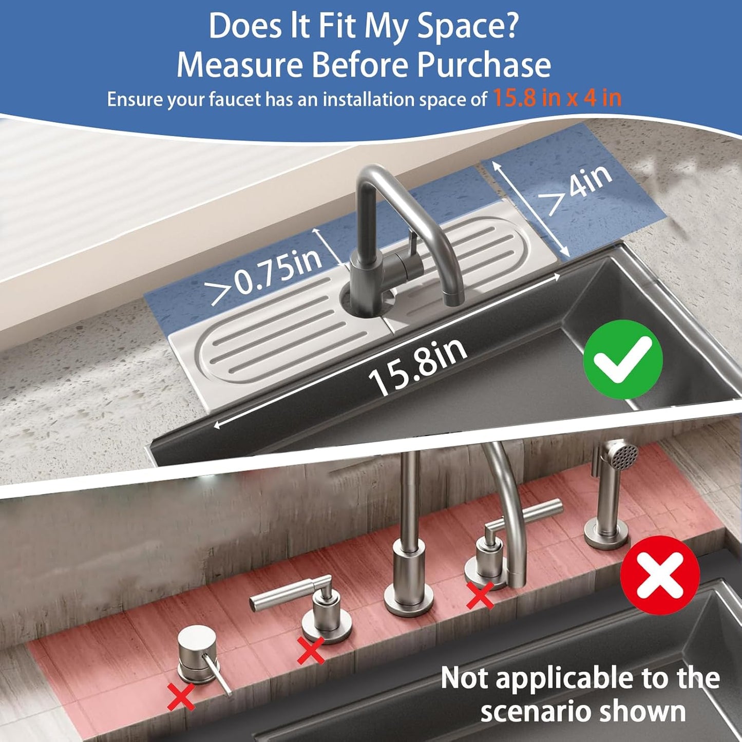 Stone Faucet Mat for Kitchen Sink, Water Absorbing Sink Water Splash Guard, Fast-Drying Kitchen Sink Faucet Mat, Durable Protector and Stone Drying Mat for Kitchen Counter & Bathroom Sink