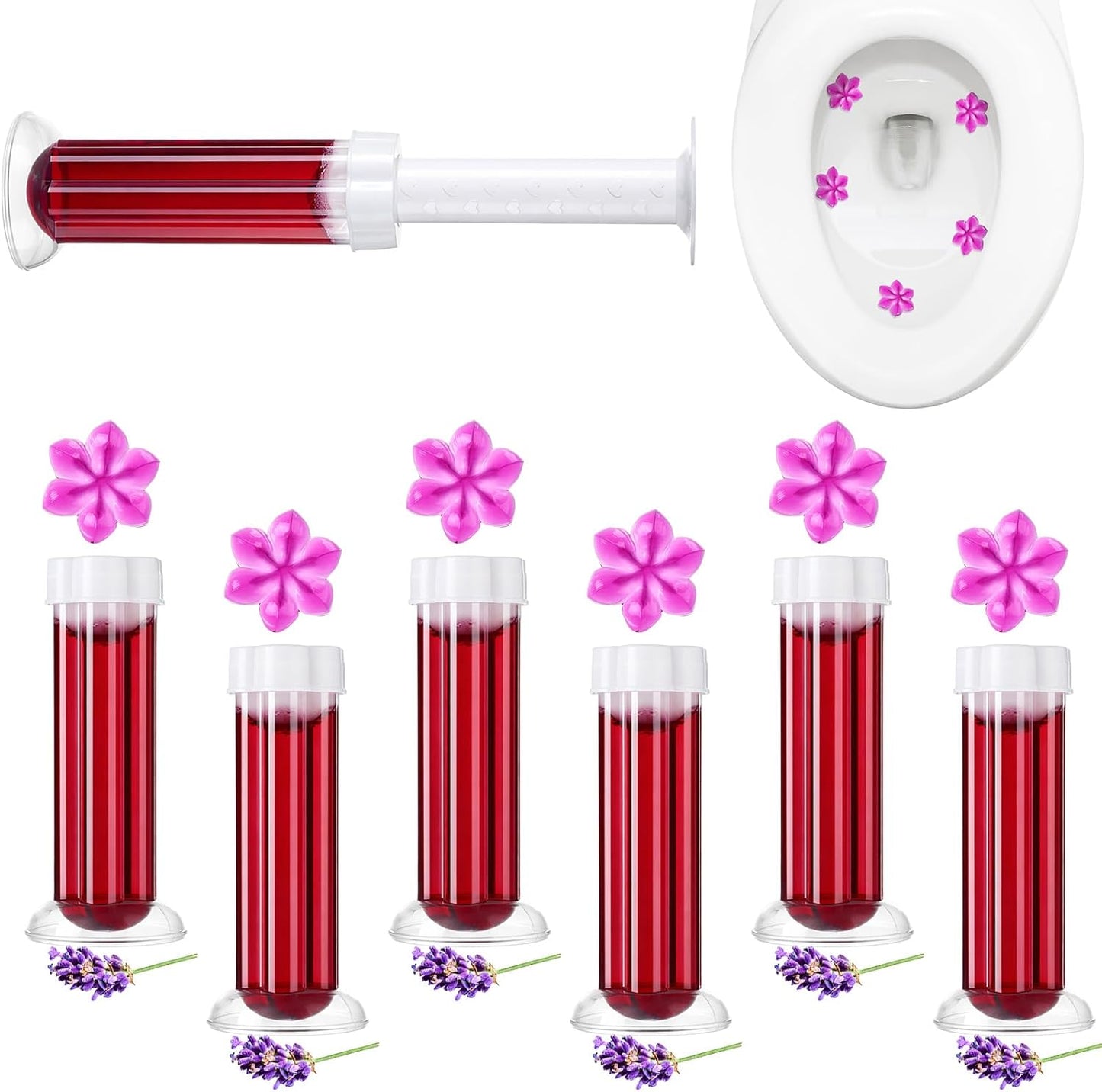 6 Pcs Toilet Gels 84 Count 1 Kind Flower Stamp Bowl Gel Scent Toilet Stain Removal Cleaner Air Freshener Flower Stamps Pack for Bathtubs Bathroom