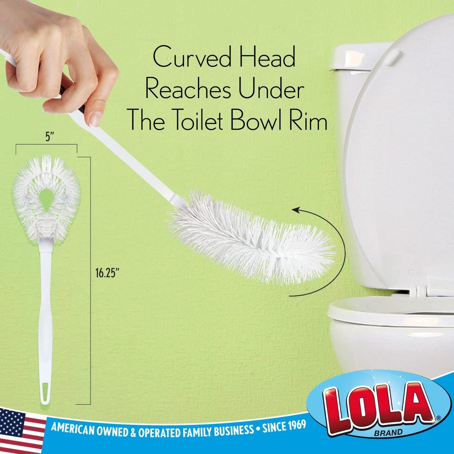 Toilet Brush and Holder Set, By LOLA, 2 Pack, Classic Version, Durable Bristles for Deep Cleaning, w/Compact Space Saving Storage Holder