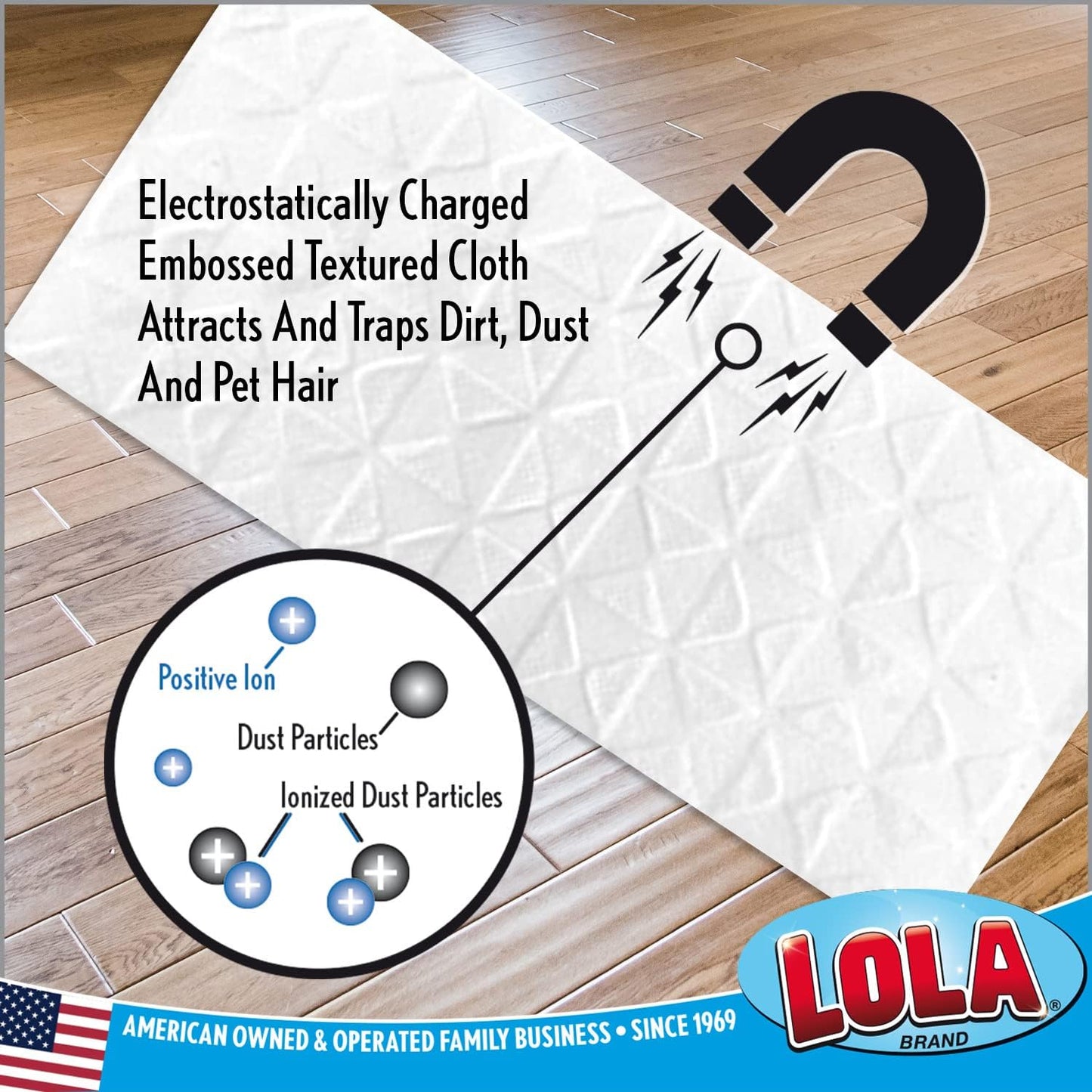 LOLA Dry Sweeping Cloth Refill Pads, 32 Pack, Unscented, Compatible with Swiffer Floor Mop, Comparable to Swiffer Refills, 11" x 8.13"