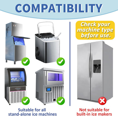 Ice Machine Cleaner Maker and Descaler - 24 Ice Maker Cleaner Tablets Compatible with All Major Brands, Nickel Safe Descaler Countertop Portable Commercial Icemaker Cleaning Solution