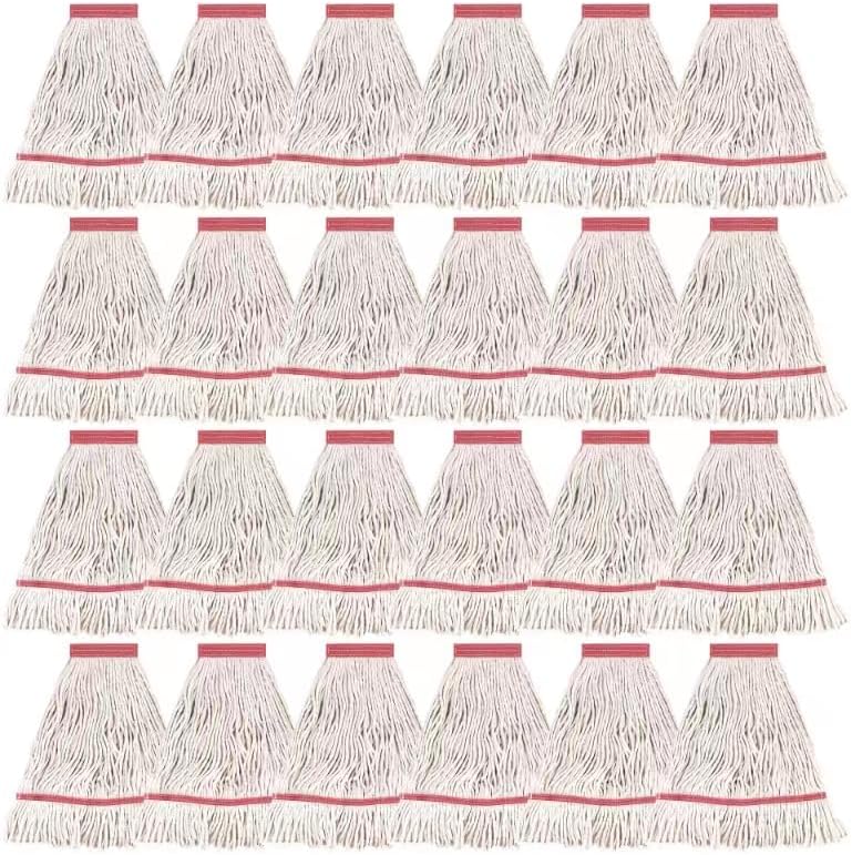 Matthew Cleaning Heavy Duty Mop Head Commercial Replacement for General and Floor Cleaning , Wet Industrial Blue Cotton Looped End String Head Refill (Pack of 6) Blue