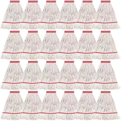 Matthew Cleaning Heavy Duty Mop Head Commercial Replacement for General and Floor Cleaning , Wet Industrial Blue Cotton Looped End String Head Refill (Pack of 6) Blue