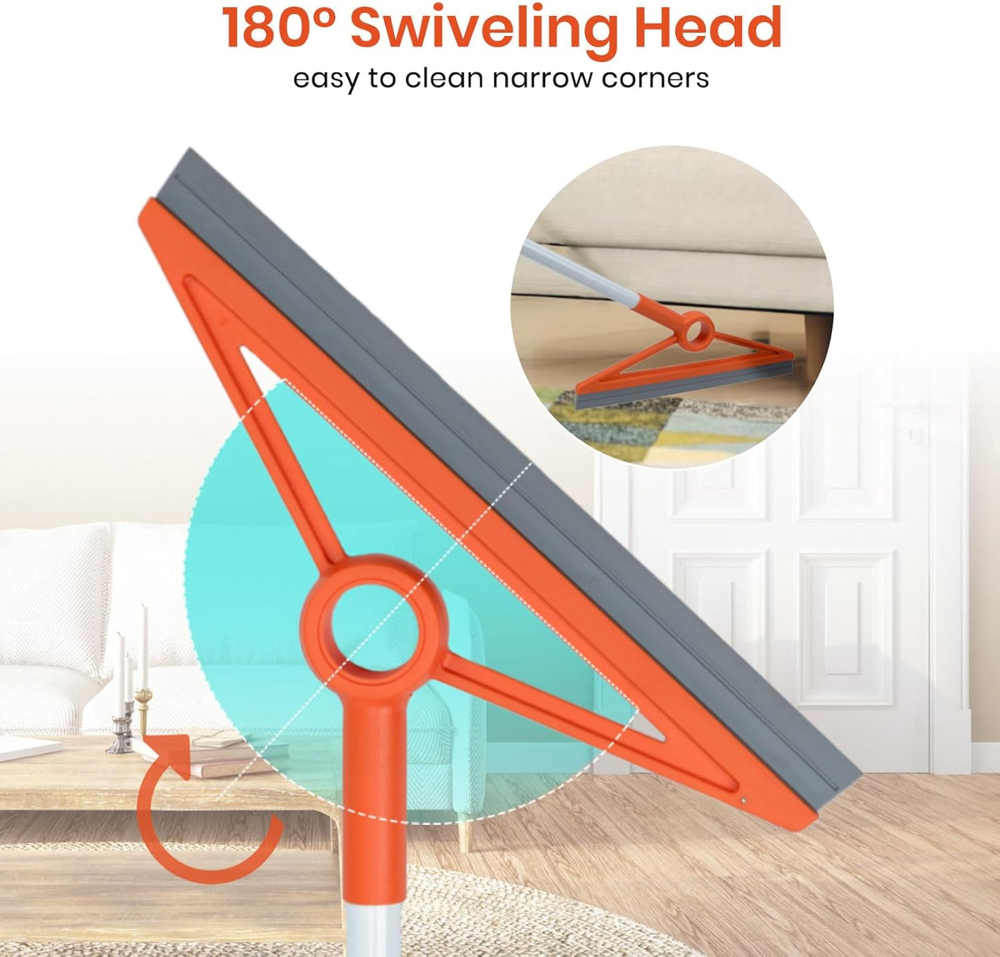 MAVRIZ Air Broom for Dust, Hair, Liquids, Silicone Broom with Removable Rubber Strip and Brooms Bristle, Multifunctional Floor Squeegee for Indoor Cleaning