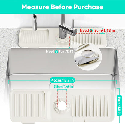 24 Inch Longer Faucet Mat for Kitchen Sink, 5° Slope Fast Self-draining, Kitchen Sink Splash Guard Silicone Sink Faucet Mat Splash Guard Kitchen Sink Area Tidy Splash Faucet Guard Draining Mat