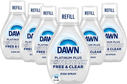 Dawn Powerwash Free & Clear Light Pear Dish Spray, Dish Soap Starter Kit, 16 Fl Oz