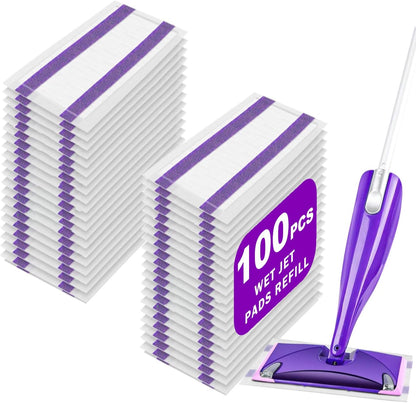 50 Pack Wet Jet Pads Compatible with Wet Jet Spray Mop, Wet Jet Refill for All Purpose Multi-Surface Hardwood Floor Cleaning, 4 Layers Thickened and Super Absorbent