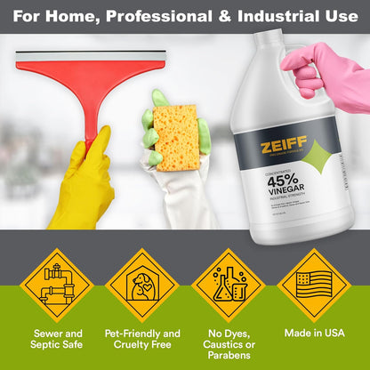 Zeiff 75% Pure Concentrated Vinegar - Technical Grade Acetic Acid Solution for Home and Outdoor Use - Cleaning Vinegar for Home & Laundry - 32 Oz, 2 Pack