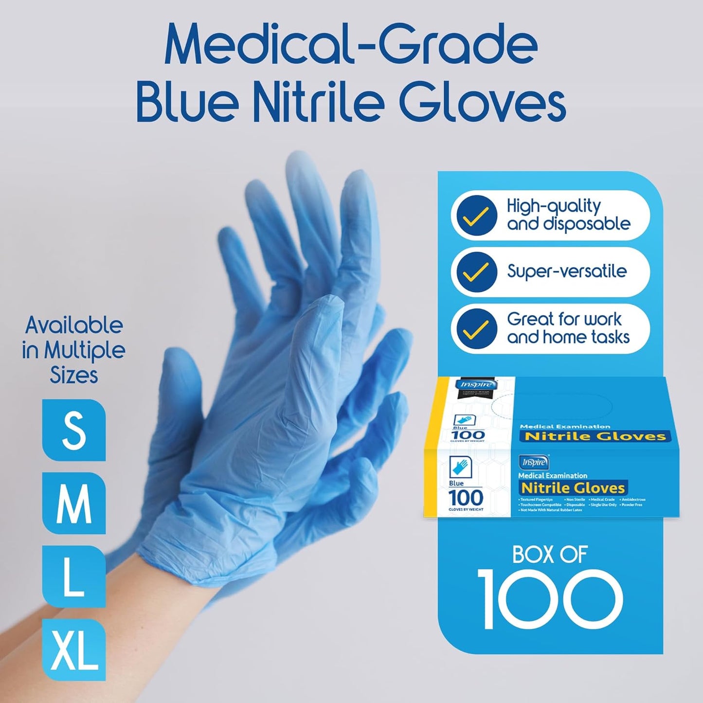 Inspire Black Nitrile Disposable Gloves | 4.5 Nitrile Disposable Safety Medical Cooking Cleaning Gloves