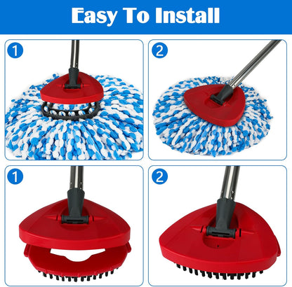 Spin Mop Replacement Set for O-Ceda RinseClean 2-Tank System, 16 Microfiber Spin Mops Refills,1 Scrubber Head,1 Triangle Spin Base,and(31-63in) Adjustable Handle Set Combo