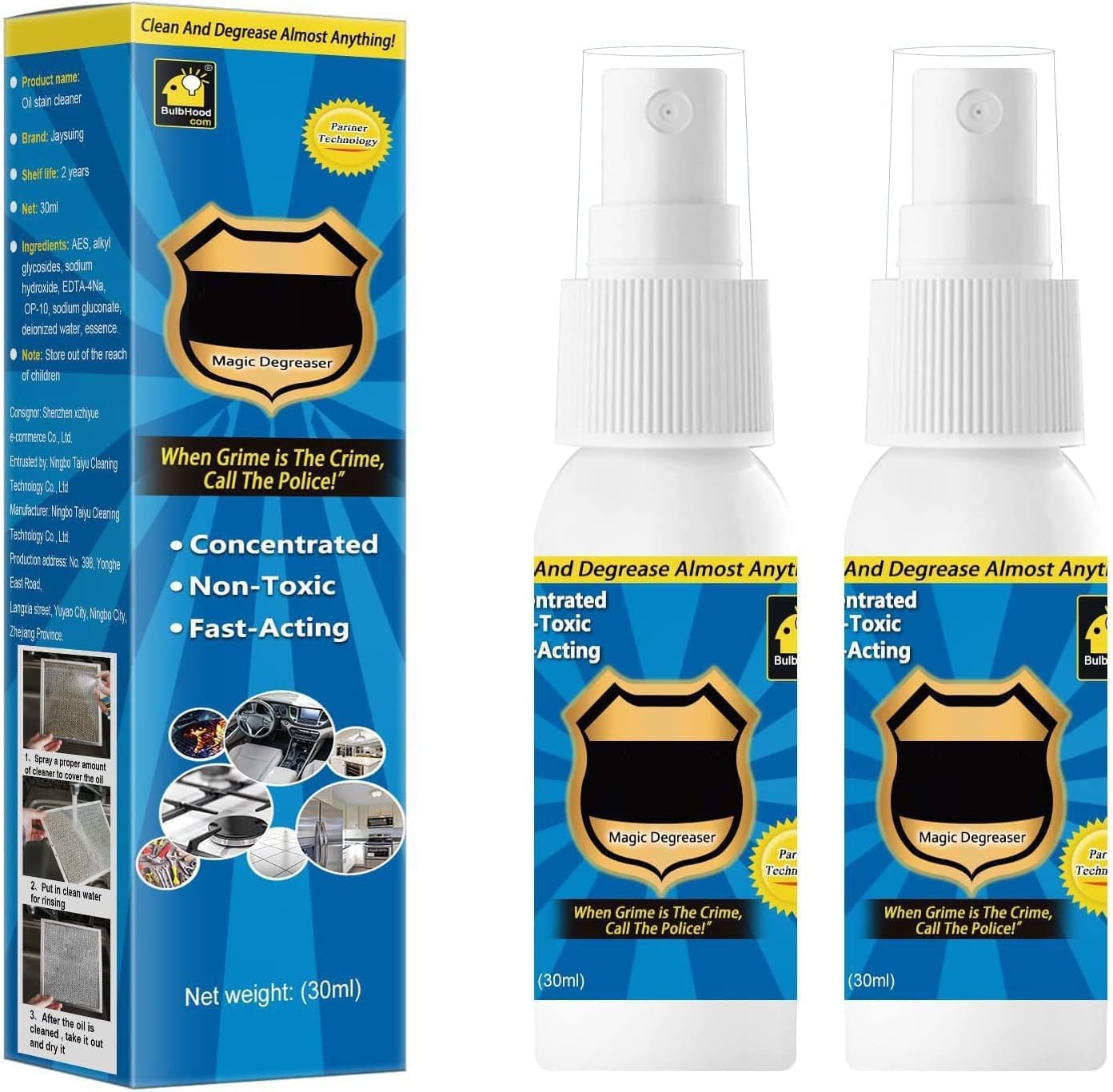 2 PCS Magic Degreaser Cleaner Spray, Magic Degreaser All Purpose Cleaner Spray Cleaner Spray Kitchen Cleaner Spray Degreaser
