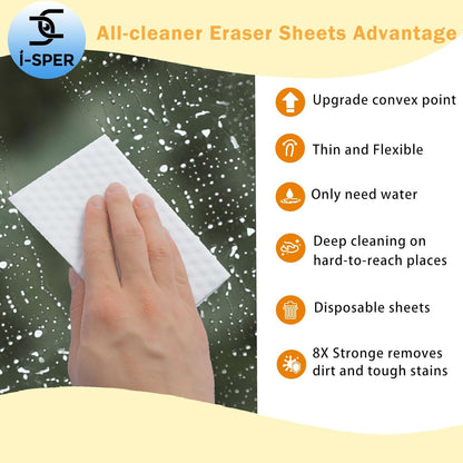 60 PCS Magic Sponge Eraser Sheets, Reusable Upgrade Convex Point Scrub Pad Singles Eraser Cleaning Sponge Portable Thin Nano Wipes for Kitchenware Furniture Faucets Hard-to-Reach Places