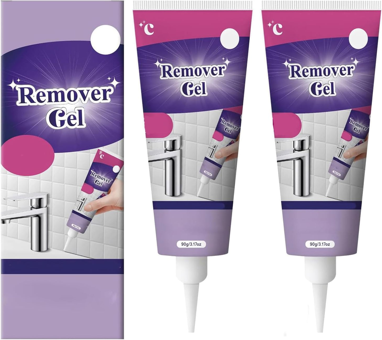 Stain Remover Gel for Tile and Grout - Thick Gel for Vertical Surfaces in Bathroom & Kitchen - Removes Soap Scum and Dirt (1PCS)