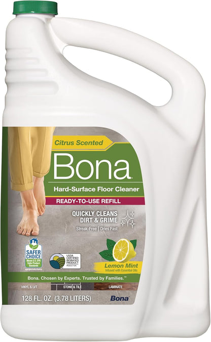 Bona Multi-Surface Floor Cleaner Spray - 32 fl oz - Lemon Mint Scent - Refillable - Residue-Free Floor Cleaning Solution for Stone, Tile, Laminate, and Vinyl Floors