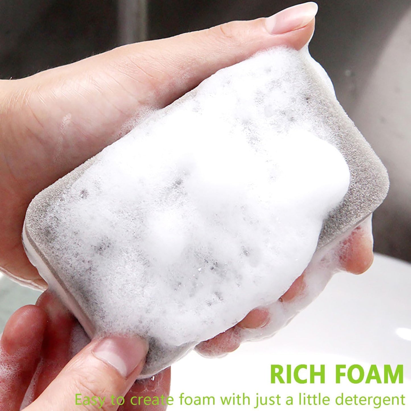 Kitchen Cleaning Sponges, 6 Pack Heavy Duty Scrub Sponges Cleans Fast Non-Scratch Sponge for Washing Dishes and Cleaning Kitchen (Black)