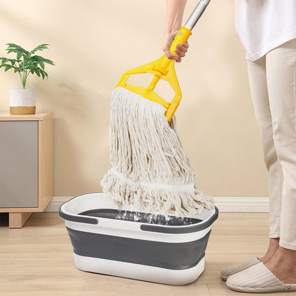 Yesland Commercial Mop with 2 Mop Heads, Industrial Cotton Mops with 61inch Long Handle, Heavy Duty Looped-End String Wet Mops for Cleaning Office Garage Hardwood Warehouse Factory Mall Deck