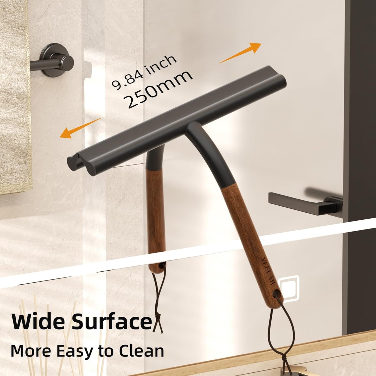 Shower Squeegee for Shower Glass, Bathroom Glass Cleaning Tool with Hook Mount, Squeegee for Glass Doors, Window Cleaning, Tile Shower Walls (White)