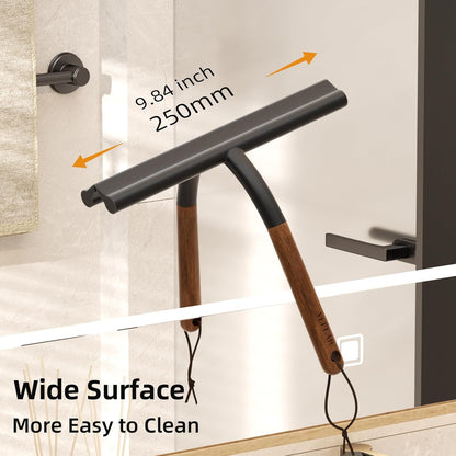 Shower Squeegee for Shower Glass, Bathroom Glass Cleaning Tool with Hook Mount, Squeegee for Glass Doors, Window Cleaning, Tile Shower Walls (White)