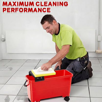 Lasnten 6 Gallon Grout Cleaning System Grouting Bucket with 3 Spiral Rollers Sponge and Rubber Trowel Grout Cleaner Tool Set for Ceramic Tile Work, 6 Gallon Capacity
