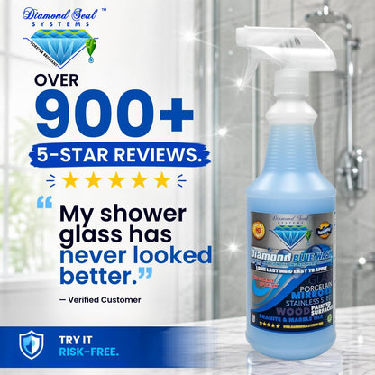 Made in the USA. Diamond Blue Repellent Wash Multi Surface. Cleans,Shine Best Cleaner for Glass, Granite, Countertops Wood & Stainless Steel. Direct from the Manufacturer 32oz Easy to use spray bottle