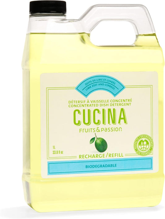 CUCINA Dish Detergent Refills - 33.8 fl. oz.- Lime Zest & Cypress