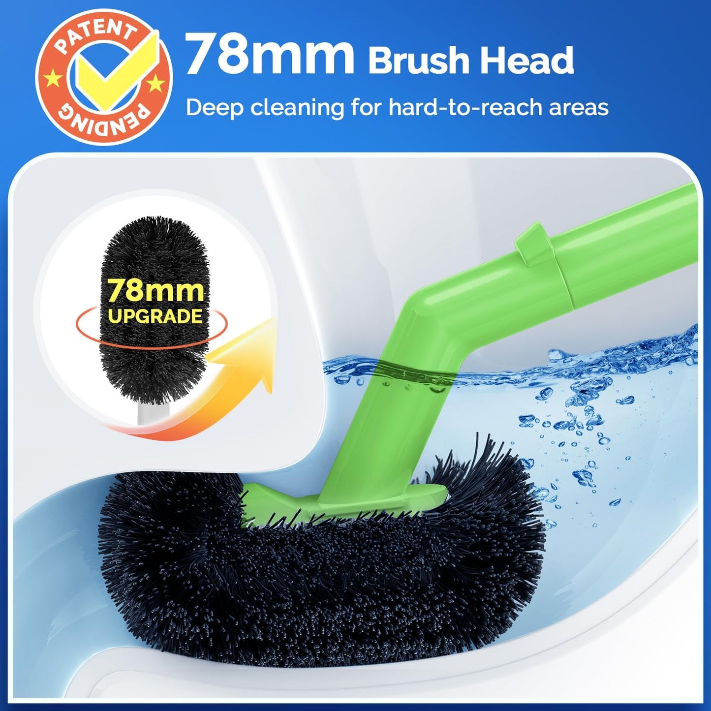 HAMITOR Toilet Plunger Bowl Brush Combo：Heavy Duty Rubber for Drain Clog Remover - Curved Design Bristles for Deep Cleaning Under Rim - Compact Bathroom Cleaning Tools for New Homet Essentials - White