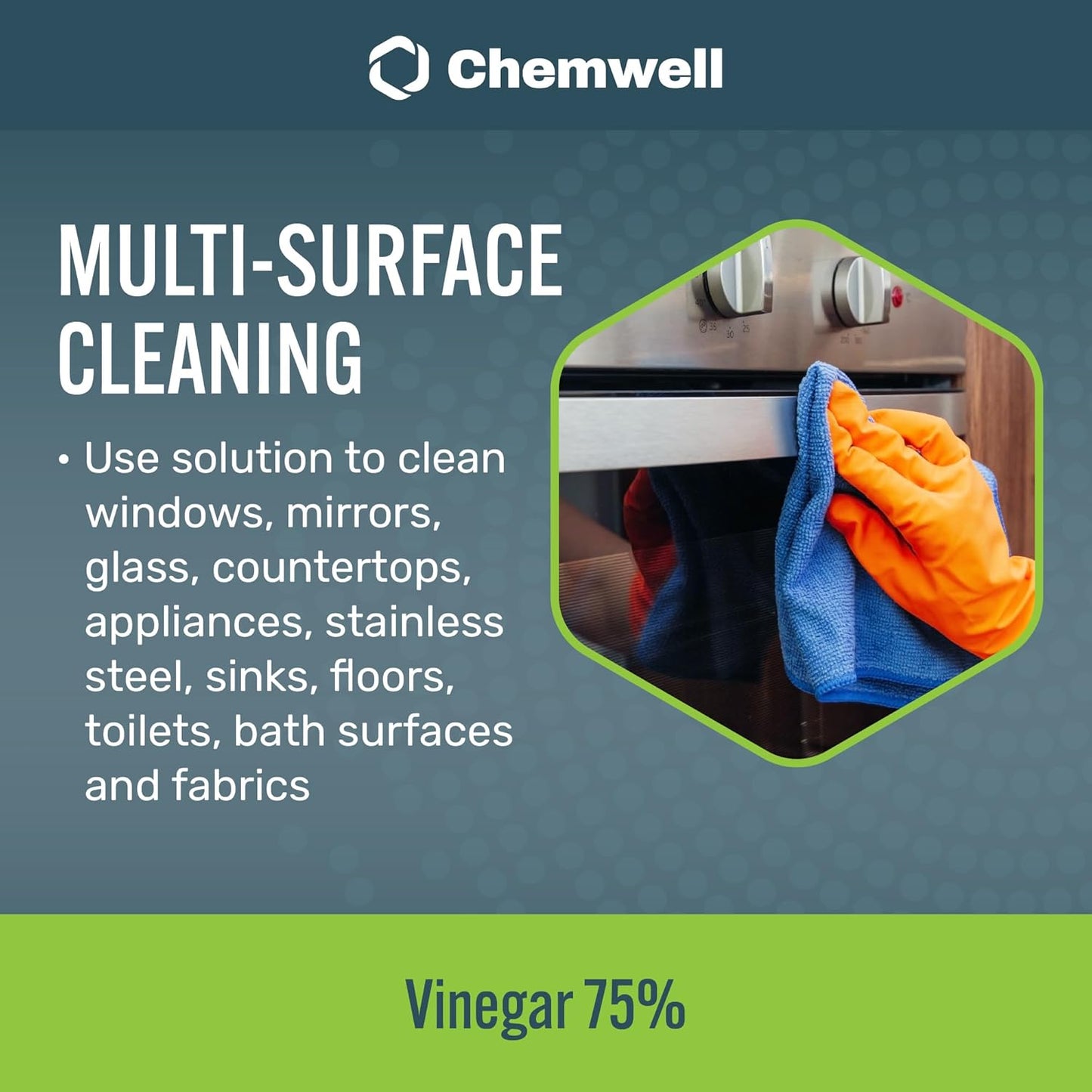 Chemwell 99% Vinegar (32 fl oz) - General Purpose All-Natural Multi-Surface Cleaner for Home, Patio & Commercial - High Performance, Powerful Concentrated Acetic Acid - Made in USA