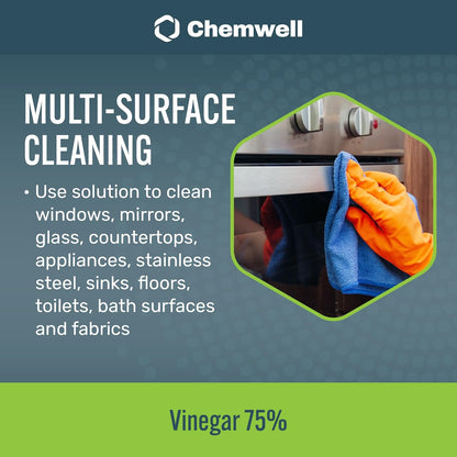 Chemwell 99% Vinegar (32 fl oz) - General Purpose All-Natural Multi-Surface Cleaner for Home, Patio & Commercial - High Performance, Powerful Concentrated Acetic Acid - Made in USA
