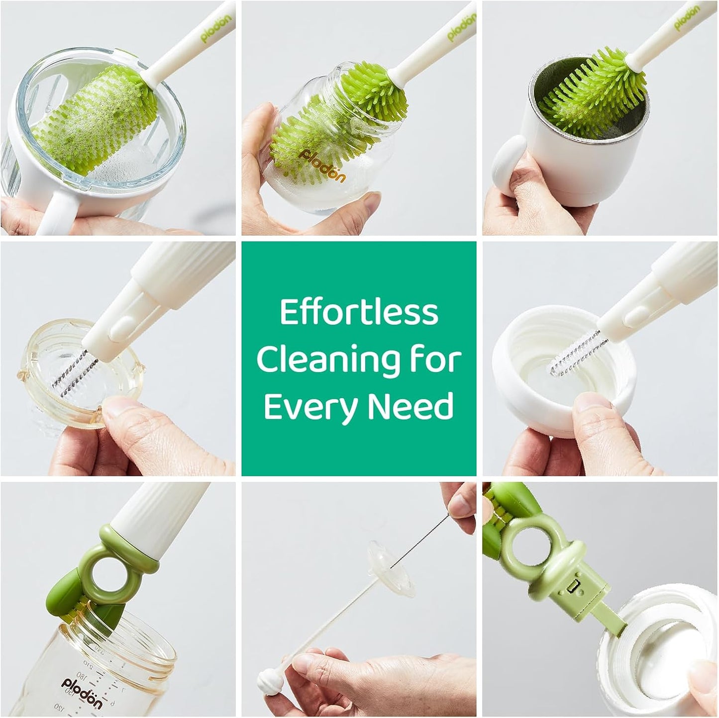 5-in-1 Silicone Baby Bottle Brush Set with Straw Cleaner, Flexible 90° Bendable Bottle Cleaning Kit for Nursing, Sports Bottles, Dishwasher Safe, BPA-Free, Kitchen & Travel
