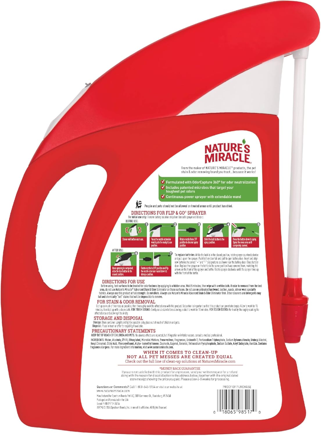 Nature’s Miracle Advanced Stain and Odor Eliminator Dog Spray, Fresh Scent, Severe Mess Enzymatic Formula For Tough Pet Messes, 32 oz