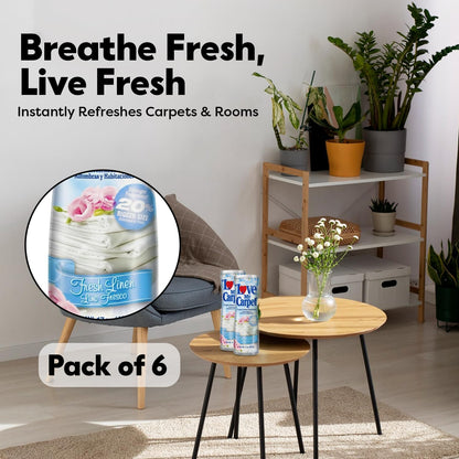 6 Love My Carpet | Carpet Deodorizer & Freshener Powder | 17 oz Pet Odor Eliminator for Strong Odor & Pet Urine | FRESH LINEN | Safe for Homes with Pets