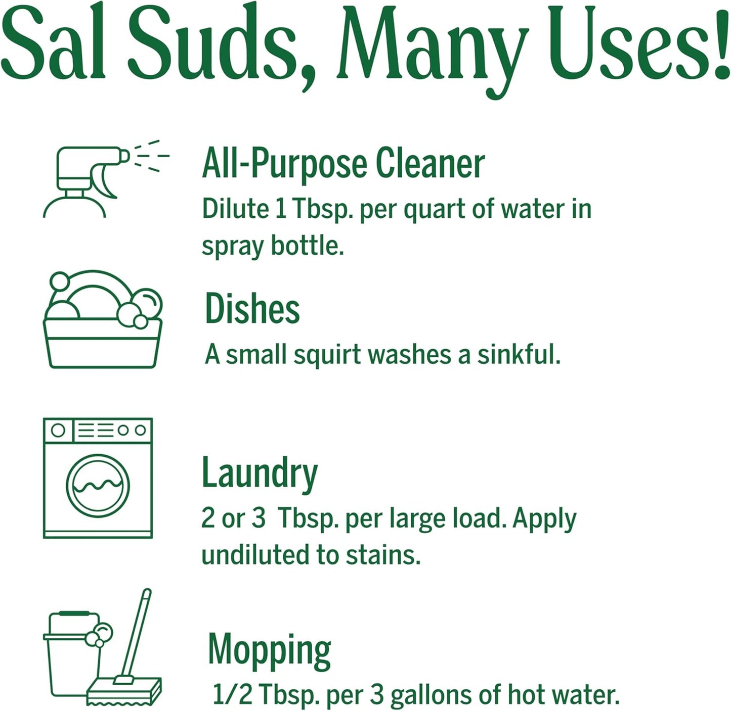 Dr. Bronner's Sal Suds Biodegradable Cleaner (1 Gallon) – All-Purpose Pine Mop Detergent for Floors, Multi-Purpose Household Formula, Dish Degreaser & Laundry Use
