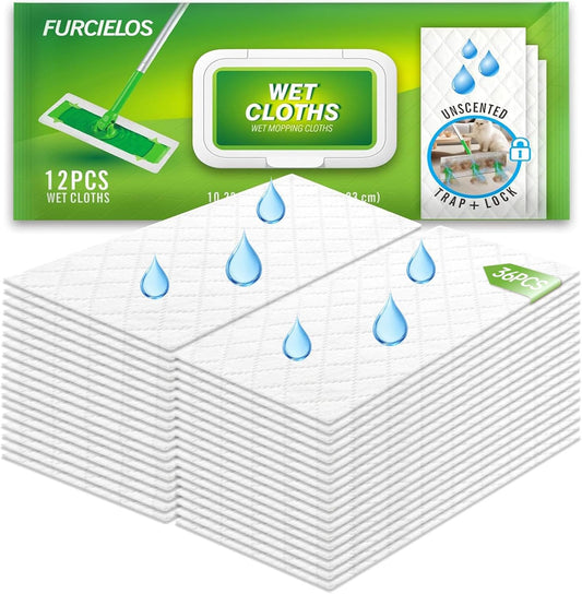 48 Count Heavy Duty Wet Pad Refills, Compatible with Swiffer Sweeper Mop & Clorox Mop, Disposable Unscented Wet Mopping Cloths for Multi-Surface Floor Cleaning