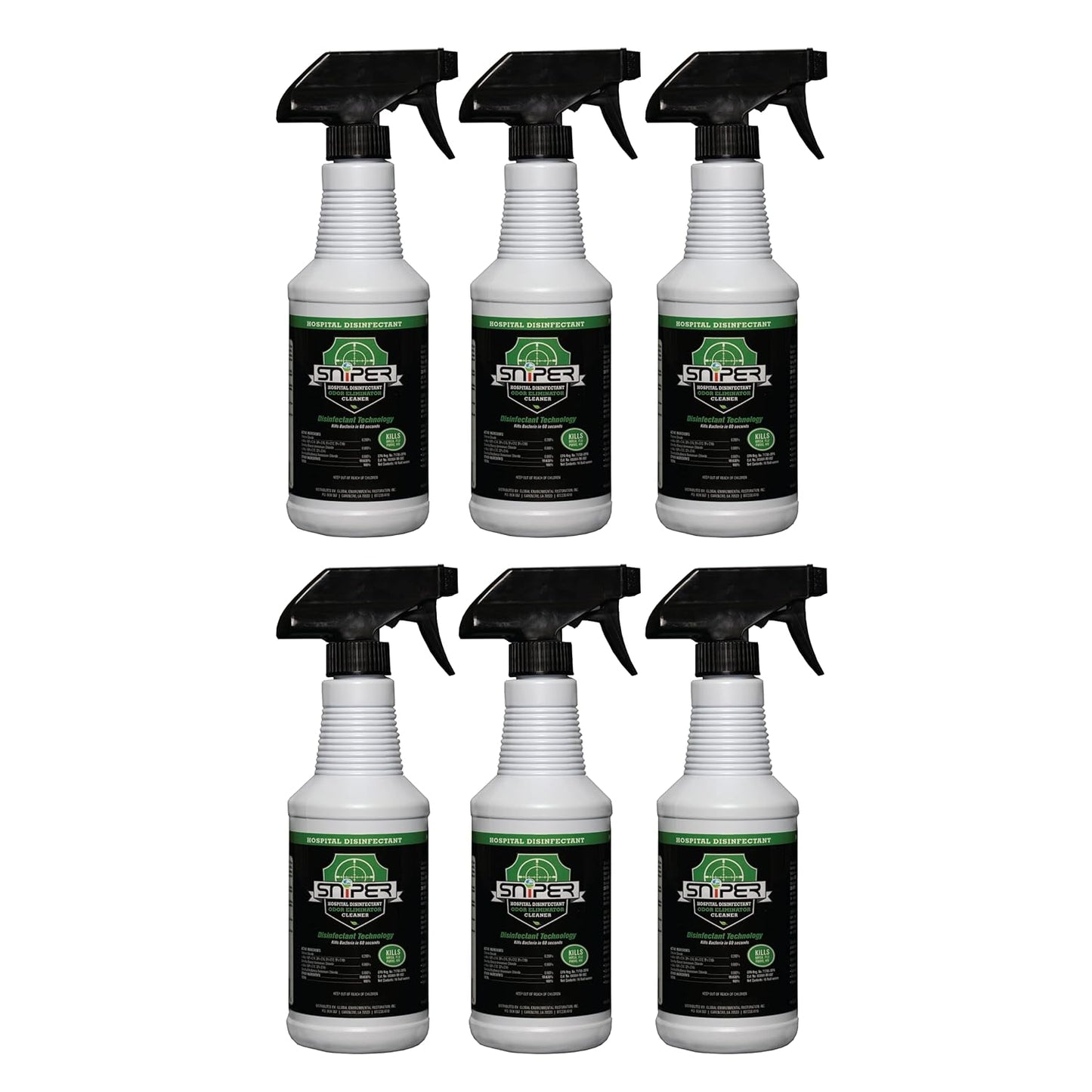 SNiPER Hospital Disinfectant, Odor Eliminator & All-Purpose Cleaner, 16 Ounce Spray, 2-Pack