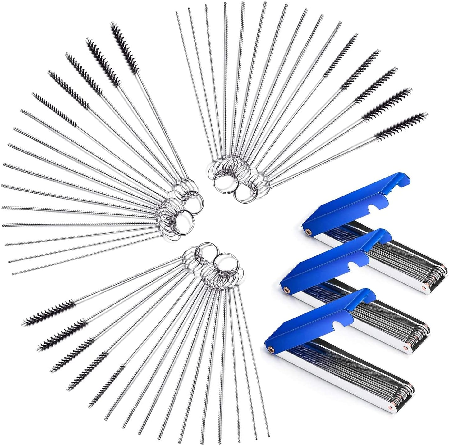 Set of 4 Carburetor Carbon Dirt Jet Remove Cleaner 26 Cleaning Wires Set + 20 Cleaning Needles + 10 Nylon Brushes Tool Kit for Motorcycle ATV Moped Welder Carb Chainsaw Spray Guns Torch Tips
